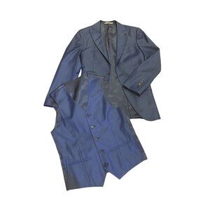 Connaisseur Paris Blue Vest Jacket Blazer Mens 32 Lana Merino Super Wool 170s